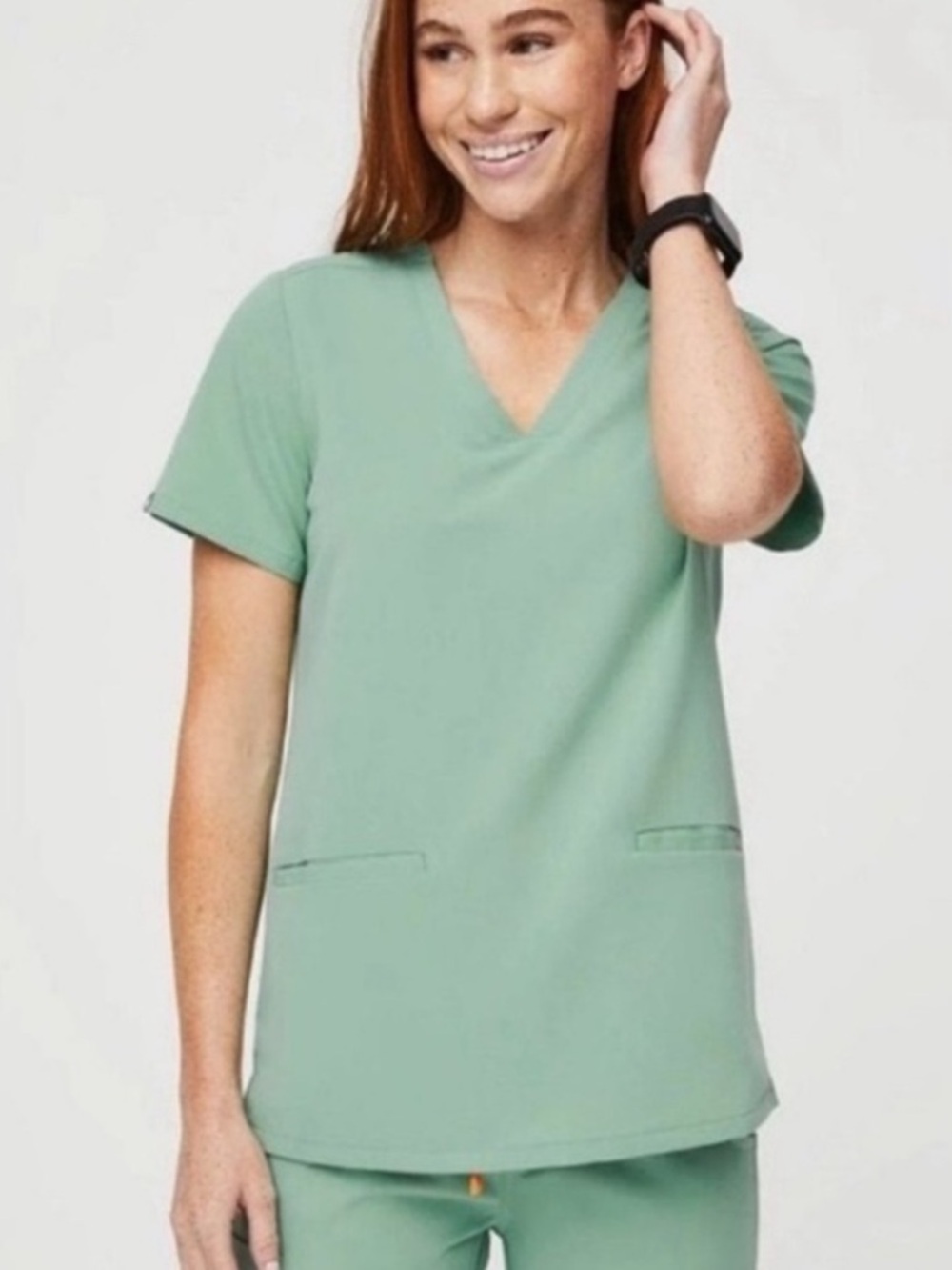 Figs Casma Three-Pocket Scrub Top Jade Green XL